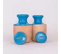 Alppos 2 Oyas à enterrer 1,2 Litre Bleu en Terre Cuite avec Couvercle - ollas pour Plante intérieure et extérieure - Goutte à Goutte par capilarité