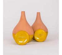Alppos 2 Oyas à Planter 0,8 Litre Jaune en Terre Cuite avec Couvercle - ollas pour Plante intérieure et extérieure - Goutte à Goutte par capilarité