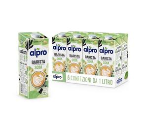 ALPRO BARISTA PROFESSIONNEL Boisson au soja pour de délicieuses créations de bar 100% végétales (8 paquets x 1 litre)