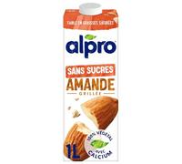 ALPRO - Boisson Végétale Amande Grillée Sans Sucres | Savoureuse et Onctueuse | Idéale pour les Régimes Sans Sucres | la brique 1L | LOT DE 4
