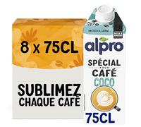 Alpro Spécial pour Café Coco, Boisson Végétale Coco Barista, Facile à Mousser, Naturellement Sans Lactoce, Sans sucres Ajoutés, Source de Fibres & Vitamines B2 & D2, 8x750 mL