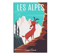 Alps Haute-Savoie Poster de voyage vintage sur toile pour décoration murale 30 x 45 cm