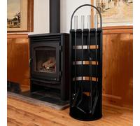 Alpstorm Ensemble Moderne de 5 Pièces pour Cheminée en Acier Inoxydable - Set de Nettoyage Anti-Rouille avec Support de Rangement (Noir,TYPE-A)