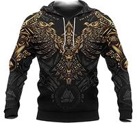 ALPTEC Hommes Viking Hoodies sweats à capuche homme Casual Couples Hoodies Pull Style Norse Corbeau Et Dragon Tattoo Sweat À Capuche Sweat Avec Poche (Color : E, Size : XXL)