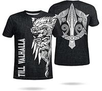 ALPTEC Mens Norse Hoodies Pull Odin Raven Valhalla Tattoo Viking Zip Up Hoodies Unisexe 3D Imprimé Pull Sweat (Color : T-shirt, Size : 4XL)