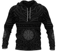 ALPTEC Mens Viking Hoodie Pull sweats à capuche homme Nouveauté Helm Of Awe Graphic Hoodies 3D Print Sweatshirts Hoodies Casual Athletic Hoodies (Color : Vegvisir, Size : M)