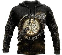 ALPTEC Sweat à capuche Viking nordique arbre de vie pull Viking Vegvisir sweat à capuche homme Viking 3D impression sweat à capuche zippé (Color : Hoodie, Size : XL)