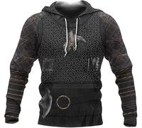 ALPTEC Viking Hoodies Pull Chainmail Armor All Over Imprimé 3D Sweat à capuche Zip Sweat à capuche Ragnar Lothbrok (Color : Hoodie, Size : M)