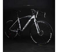 ALQPPM Vélo de Route 26 Pouces, Vélos 24 Vitesses, Freins À Double Disque, Cadre En Acier À Haute Teneur En Carbone, Course de Vélo de Route, Hommes Et Femmes Adultes Uniquement, Blanc/Argent