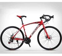 ALQPPM Vélo de Route 26 Pouces, Vélos 24 Vitesses, Freins À Double Disque, Cadre en Acier À Haute Teneur en Carbone, Course de Vélo de Route, Rouge/Rouge