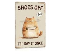 ALREAR Panneau « Shoes Off » pour décoration de porte de maison, panneau « Take Your Shoes Off » pour porte d'entrée, chambre à coucher, panneau en métal « Please Remove Your Shoes » - 20,3 x 30,5 cm