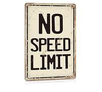 ALREAR Panneaux « No Speed Limit » - Reproduction vintage amusante - Décoration de chambre de garçon - 20,3 x 30,5 cm