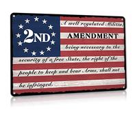 ALREAR Plaque en métal 2nd Amendment - Décoration murale patriotique américaine pour champ de tir, salle d'armes à feu, bureau, cadeau pour vétérans militaires - 30,5 x 20,3 cm