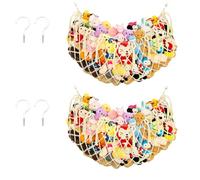 Alrens 2pcs Hamac pour peluches, filet de rangement pour jouets, chambre d'enfant, doudous, hamacs suspendus, fait à la main, support pour jouets en peluche, rangement avec crochet