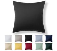 Alreya Taie Oreiller 40x40 Coton - Anthracite - 100% Jersey Coton, Housse de Coussin 40x40 cm, Taies d'oreiller en Jersey avec Fermeture éclair 40 x 40 cm