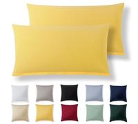 Alreya Taie Oreiller 40x70 Coton (Lot de 2) - Jaune - 100% Jersey Coton, Housse de Coussin 40x70 cm, Taies d'oreiller en Jersey avec Fermeture éclair 40 x 70 cm