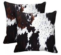 Alricc Lot de 2 housses de coussin décoratives douces pour canapé, maison, salon, chambre à coucher - Motif vache occidentale - 45 x 45 cm