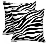 Alricc Lot de 2 housses de coussin décoratives douces pour maison, salon, chambre à coucher - Motif zébré noir et blanc - 45 x 45 cm