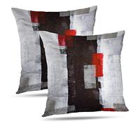 Alricc Lot de 2 housses de coussin rouges et grises pour chambre à coucher, canapé, salon, 40,6 x 40,6 cm