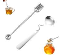 Alriedy Lot de 2 cuillères à miel en acier inoxydable pour miel, yaourt, sirop, idéal comme cuillère à miel, cuillères à miel WMF, cuillères à confiture pratiques en verre