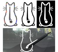 Alriedy Lot de 3 autocollants d'essuie-glace de chat - Réfléchissant - Autocollant de voiture amusant - Motif de chaton - Queue de chat - Autocollant de voiture pour voiture, ordinateur portable,