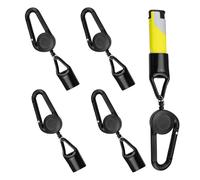 Alriedy Lot de 5 supports pour briquet Clipper, porte-clés, anti-perte, camping, extérieur, noir, ABS, classique