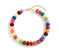 ALRNBY Collier de grosses perles pour femme - Bijoux colorés - Collier ras du cou en résine bleu turquoise - Léger et tendance - Accessoires d'été - Bijoux déclaration cadeaux