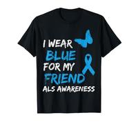 ALS Awareness I Wear Blue for My Friend Ribbon T-Shirt