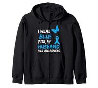 ALS Awareness I Wear Blue for My Husband Sweat à Capuche