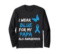 ALS Awareness I Wear Blue for My Papa Ribbon Manche Longue