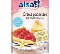 ALSA Préparation Crème Pâtissière Vanille Bourbon 125 g - Texture onctueuse, sans cuisson, à froid pour tarte, choux et éclairs - Lot de 4