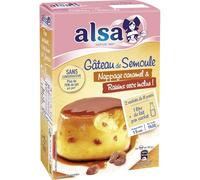 ALSA - Préparation Gâteau Semoule Raisins Caramel | Onctueux et savoureux | Idéal pour un dessert gourmand | la boite de 414 g | LOT DE 4