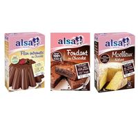 Alsa Préparation pour Flan Chocolat 232g/Boite, pour Gâteau Fondant Chocolat 320g/Boite, Moelleux Nature 435g/Boite (3 boites, Un de chaque)