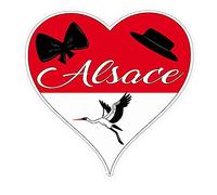 Alsace Alsacien Alsacienne coeur cigogne logo autocollant adhésif sticker 1119 - Taille : 4 cm