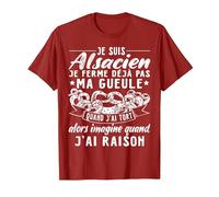Alsace Alsacien T-Shirt, Homme, Canneberge, M