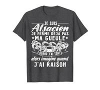Alsace Alsacien T-Shirt, Homme, Chiné Foncé, M