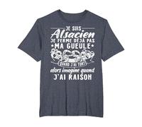 Alsace Alsacien T-Shirt, Homme Grandes Tailles, Bleu Chiné, 4X Tall