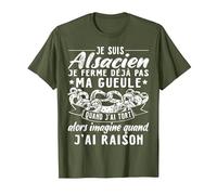 Alsace Alsacien T-Shirt, Homme, Olive, M