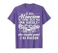 Alsace Alsacien T-Shirt, Homme, Violet Chiné, M