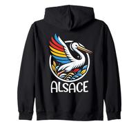 Alsace Cigogne Blanche Colorée Région Culturelle Française Sweat à Capuche
