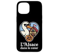 Alsace Cigogne Bretzel Colombage - L’Alsace dans le Cœur Coque pour iPhone 15