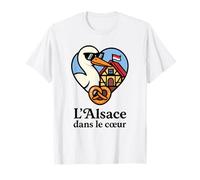 Alsace Cigogne Bretzel Colombage - L’Alsace dans le Cœur T-Shirt