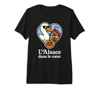 Alsace Cigogne Bretzel Colombage - L’Alsace dans Le Cœur T-Shirt Haut de Gamme