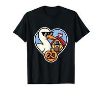 Alsace Cœur Cigogne Bretzel - Maison Colombage Rot un Wiss T-Shirt
