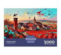 Alsace française Riquewihr Puzzle en Bois Imperméable DIY Puzzles De 1000 Pièces pour Adultes Amusant De Décoration pour La Maison