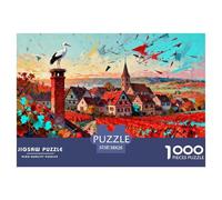 Alsace française Riquewihr Puzzle en Bois Imperméable DIY Puzzles De 1000 Pièces pour Adultes Amusant De Décoration pour La Maison