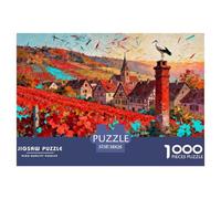 Alsace française Riquewihr Puzzle en Bois Imperméable DIY Puzzles De 1000 Pièces pour Adultes Cadeaux Impossible De Décoration pour La Maison