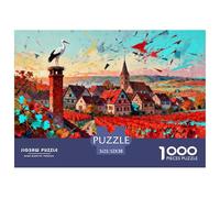 Alsace française Riquewihr Puzzle en Bois Imperméable Puzzles De 1000 Pièces pour Adultes Impossible Jeux Éducatifs
