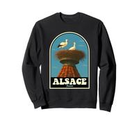 Alsace France Nid de Cigogne Vintage Voyage Art Sweatshirt
