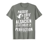 Alsacien Parfait Idée Cadeau Humour Alsace T-Shirt, Homme, Vert Kaki chiné, M